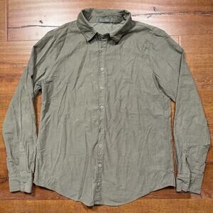 CP Shades Button Up Shirt Womens S Gray Green Corduroy Long Sleeve Retro USA